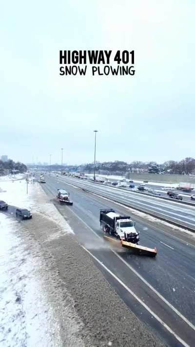 Getting on the highway as the plows go by